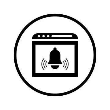 Notification, web alert icon. Black vector design. Stock Illustration