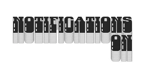 Notifications on bold black viral internet button typography Stock Illustration