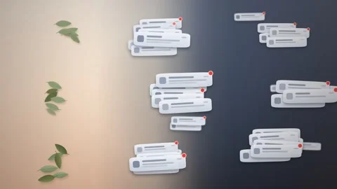 Notifications Dissolving Into Leaves Digital Detox Animation Stock-Footage 346936113