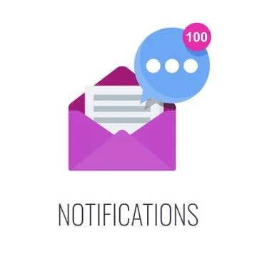 Notifications. Email in mailbox. Flat vector illustration. Stock Illustration