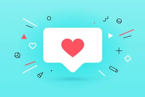 Notifications icon Like, speech bubble. Like icon with heart Stock Illustration