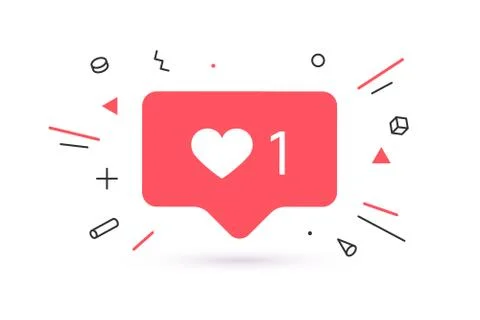 Notifications icon Like, speech bubble. Like icon with heart Stock Illustration