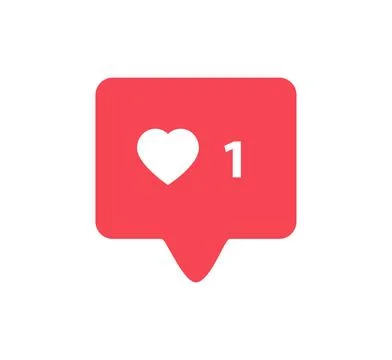 Notifications icon Like, speech bubble. Like icon with heart, one like and Stock Illustration