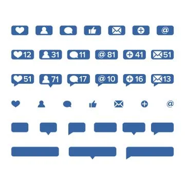 Notifications Icons Template Vector. Social network app symbols of heart like Stock Illustration