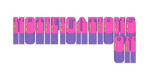 Notifications on layered pink vaporwave button typography Stock Illustration
