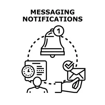 Notifications messaging system receiving news message alert Stock Illustration