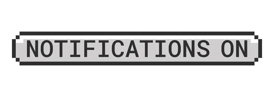 Notifications on monochrome pixel art button 스톡 일러스트