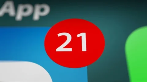 Notifications with Number Counter in Application on Smartphone Screen Stock-Footage 117367004