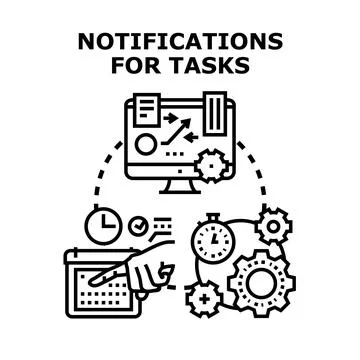 Notifications for tasks management planning process concept Illustrazione stock