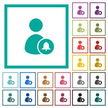 Notify user flat color icons with quadrant frames Stock Illustration