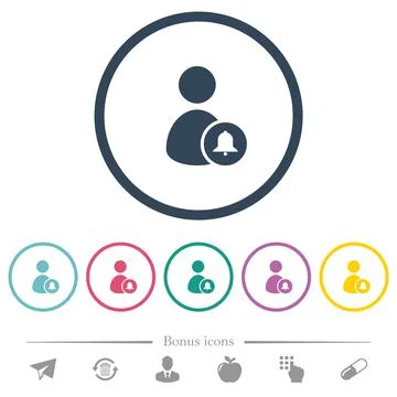 Notify user flat color icons in round outlines Stock Illustration