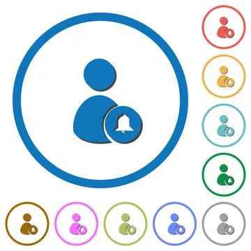 Notify user icons with shadows and outlines Stock Illustration