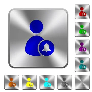 Notify user rounded square steel buttons Stock Illustration