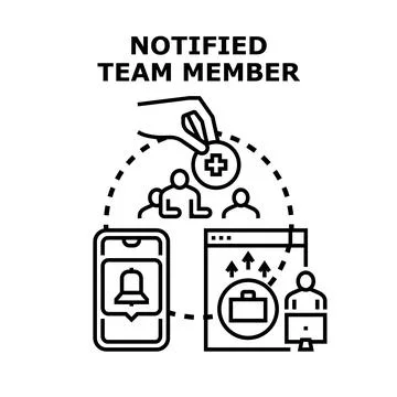 Notifying team member for collaboration and task management Stock Illustration