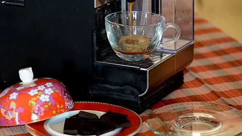 Noting is Better than a Good Cup of Espresso Coffee First in the Morning Stock Footage 128233175