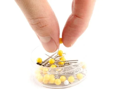 Notions - Box with needles Stock Photos