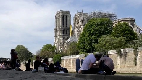 Notre Dame after the fire Stock Footage 107014340