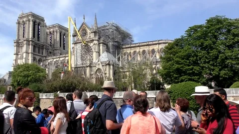 Notre Dame after the fire Stock Footage 107014525