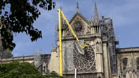 Notre Dame after the fire Stock Footage 107014756