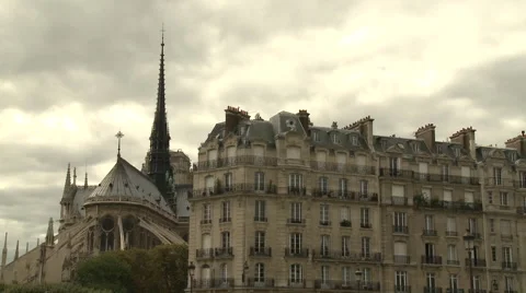 Notre Dame Cathedral against a dramatic sky Stock Footage 43151379