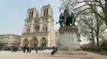 Notre Dame Cathedral and Equestrian Statue. HD Footage