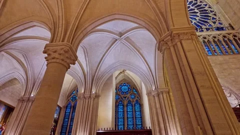 Notre-Dame Cathedral Interior Descent - France Stock Footage 310984197