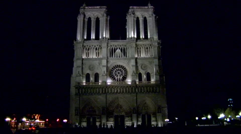 Notre Dame Cathedral, Night Stock Footage 47534339