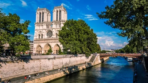 Notre Dame cathedral in Paris time lapse 스톡 동영상 119030892