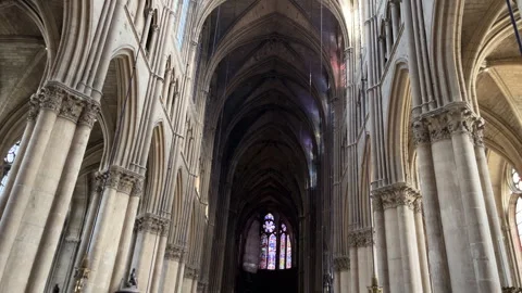Notre Dame Cathedral Reims Interior Stock Footage 244943997