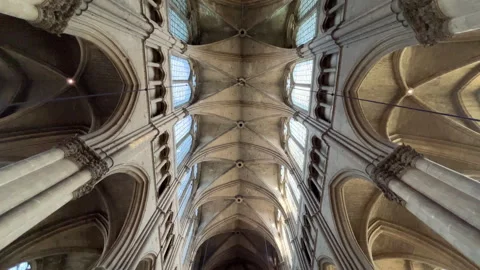 Notre Dame Cathedral Reims Interior Stock Footage 244948214