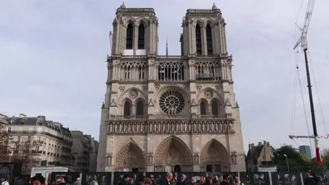 The Notre Dame Cathedral surroundings will be transformed to adapt to climate ch Stock Footage 288146833