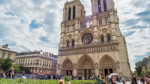 Notre-Dame Cathedral time lapse in Paris. 스톡 동영상 75812295
