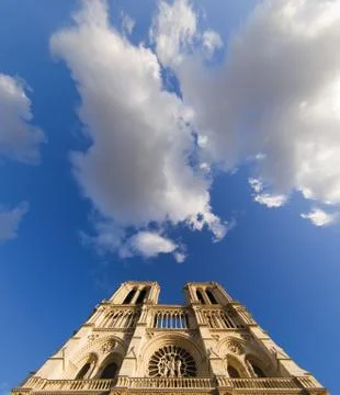 Notre-dame in the clouds Stock Photos