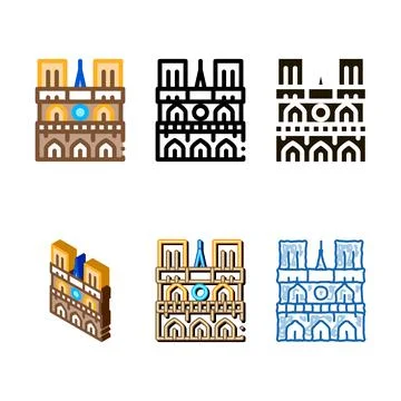 Notre dame de forms paris icon vector outline Stock Illustration