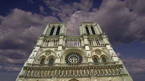 Notre Dame de Paris (against the moving clouds), Paris, France Video stock 242527106