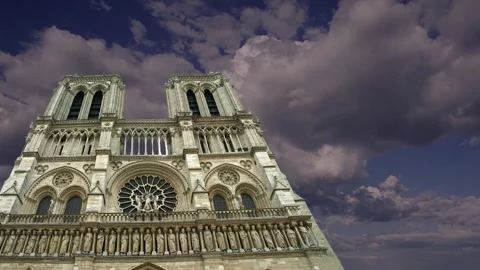 Notre Dame de Paris (against the moving clouds), Paris, France Stock Footage 242527141