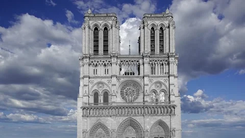 Notre Dame de Paris (against the moving clouds), Paris, France Video stock 242527184