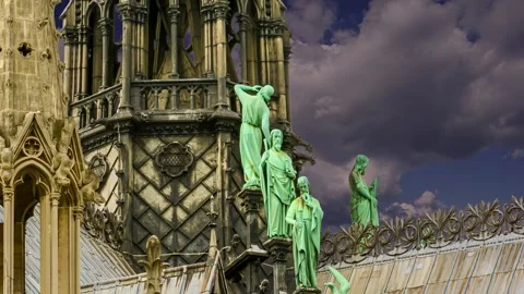 Notre Dame de Paris (against the moving clouds), Paris, France Video stock 242527334