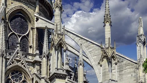 Notre Dame de Paris (against the moving clouds), Paris, France Stock Footage 242527715