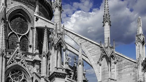 Notre Dame de Paris (against the moving clouds), Paris, France Stock Footage 242527744