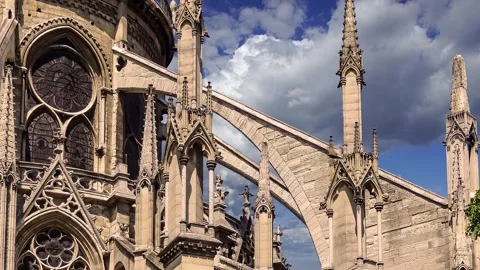 Notre Dame de Paris (against the moving clouds), Paris, France Stock Footage 242531247
