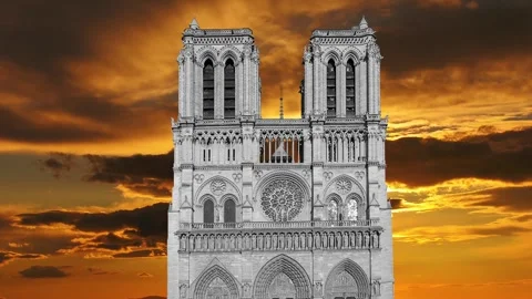 Notre Dame de Paris against the sunset,Paris, France Stock Footage 264944169