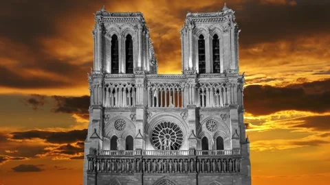 Notre Dame de Paris against the sunset,Paris, France Stock Footage 264944202