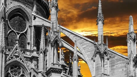 Notre Dame de Paris against the sunset,Paris, France Stock Footage 264944219
