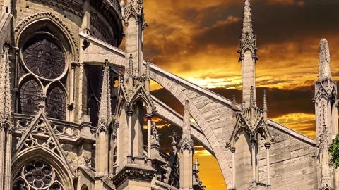 Notre Dame de Paris against the sunset,Paris, France Stock Footage 264944221