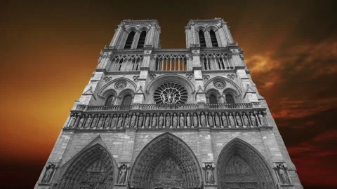 Notre Dame de Paris against the sunset,Paris, France Stock Footage 264944247