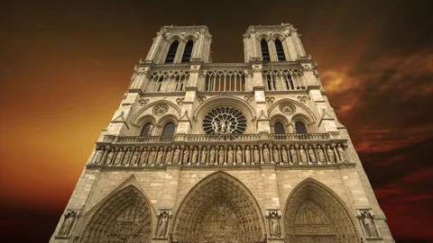Notre Dame de Paris against the sunset,Paris, France Stock Footage 264944251