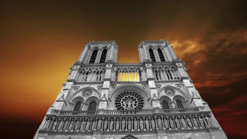 Notre Dame de Paris against the sunset,Paris, France Stock Footage 264944258