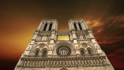 Notre Dame de Paris against the sunset,Paris, France Stock Footage 264944264