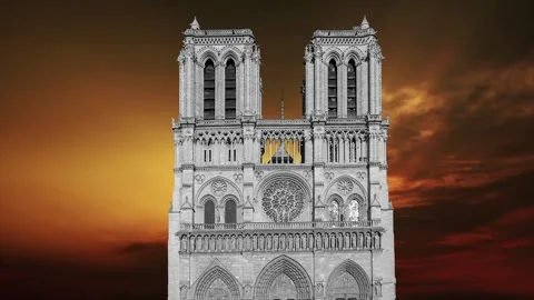 Notre Dame de Paris against the sunset,Paris, France Stock Footage 264944272